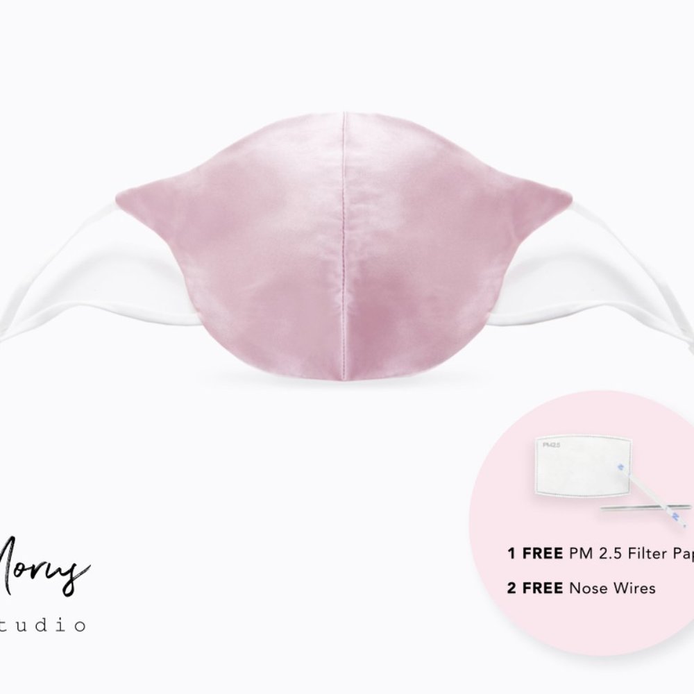 100% Mulberry Silk Face Mask, Washable, Blue - Picture 2 of 12